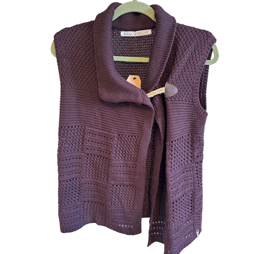 Woolrich‎ Poppy Ridge Vest Womens XS Purple Burgundy Toggle Knit Sweater Vest